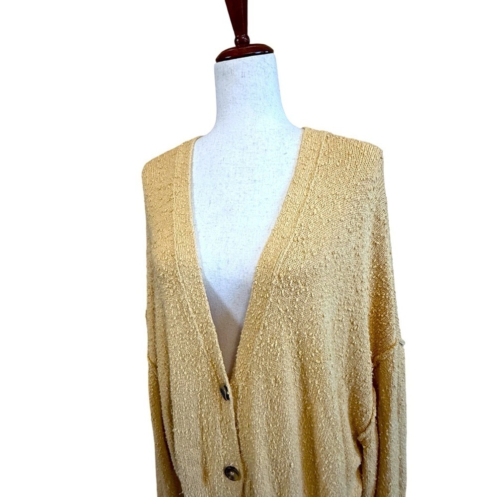 Free People Found My Friend Textured Cardigan Sweater in Camel Size L #1701 - Picture 4 of 7